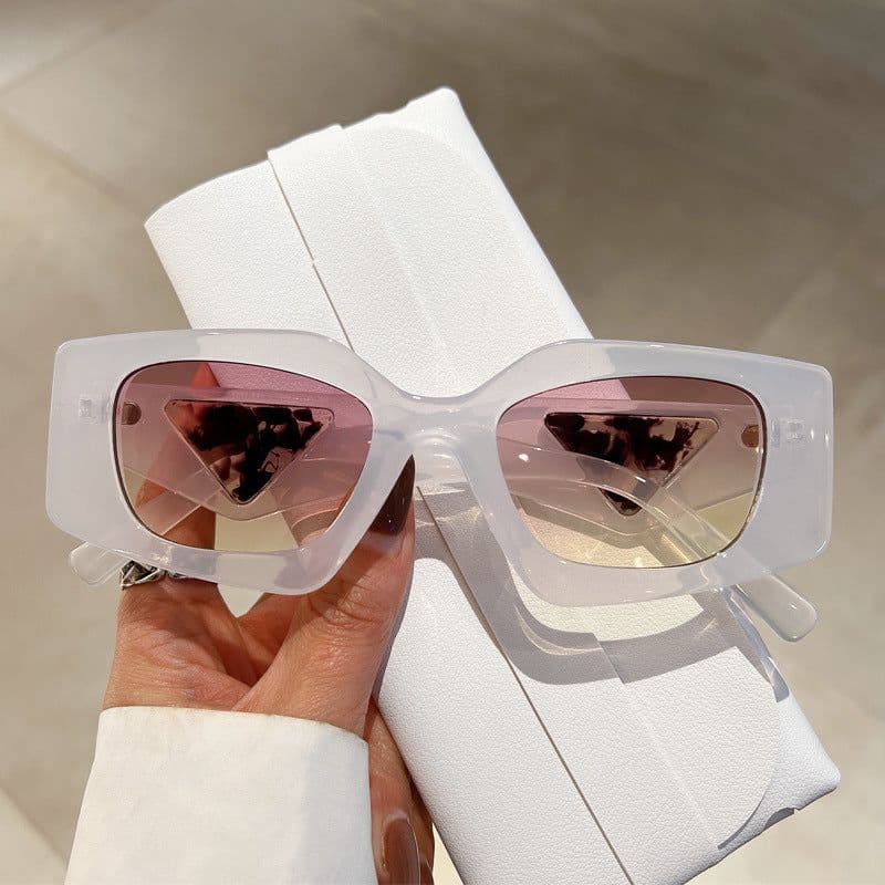image-Diamond-shaped Sunglasses - White Frame UV400