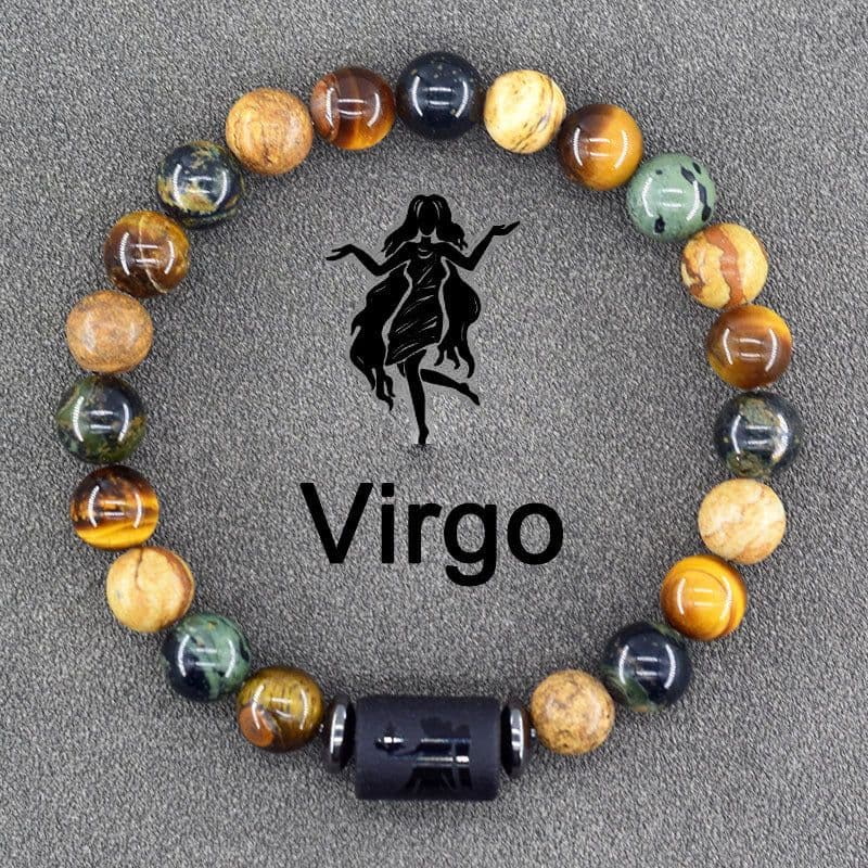 image-Tiger Eye Stone Zodiac Bracelet - Natural Stone Beaded