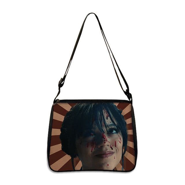 image-Cross-border Adams family Wednesday addams ladies shoulder bag niche armpit bag fashion handbag