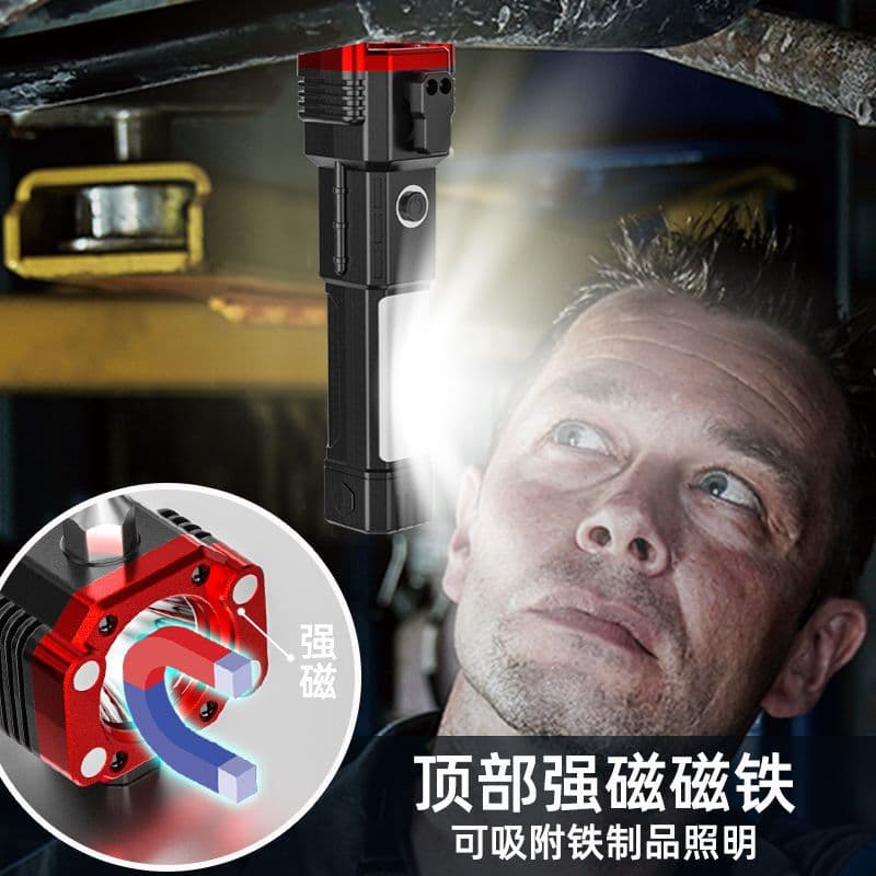 image-Car Safety Hammer - LED Flashlight Multi-Tool Silver