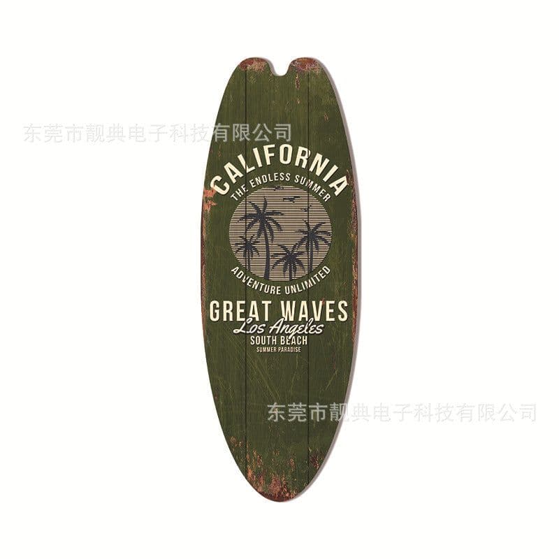 image-Summer Beach Ocean Theme Leisure Decoration Surfboard Wooden Sign Bar Home Wall Retro Decoration Wooden Sign