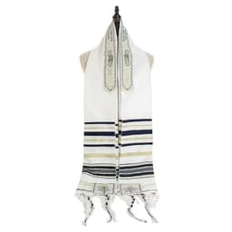 image-Arabian Scarf Shawl - Navy Blue Gold 50x180cm Polyester