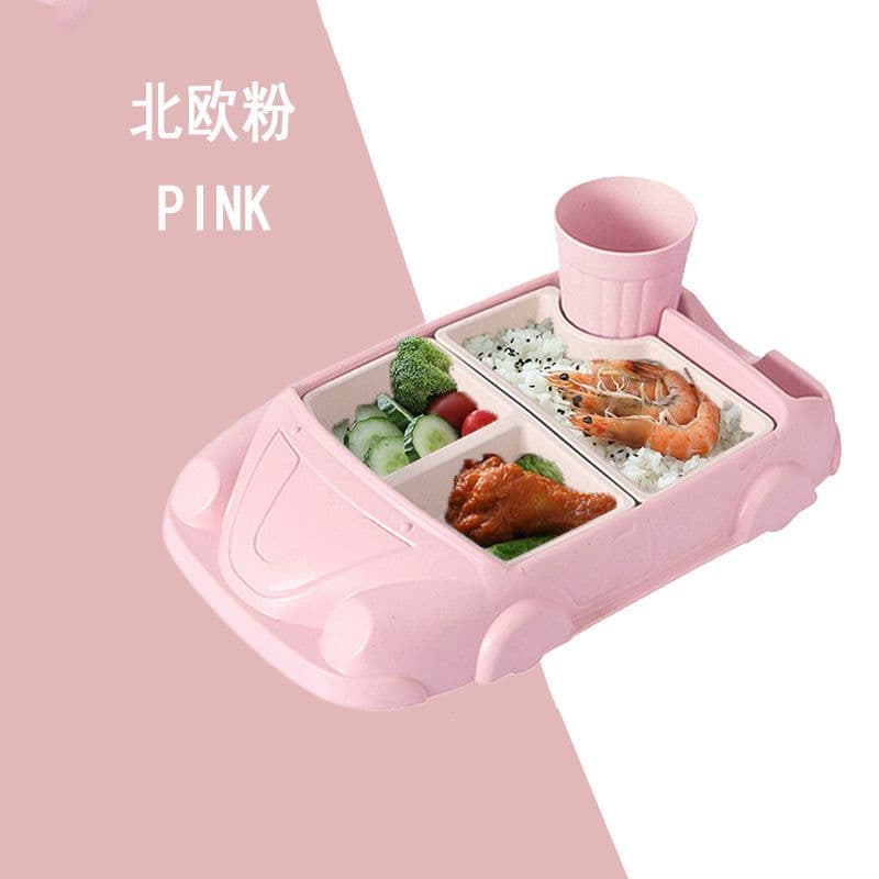 image-Naxinjia Bamboo Fiber Kids Plate Set - Nordic Pink