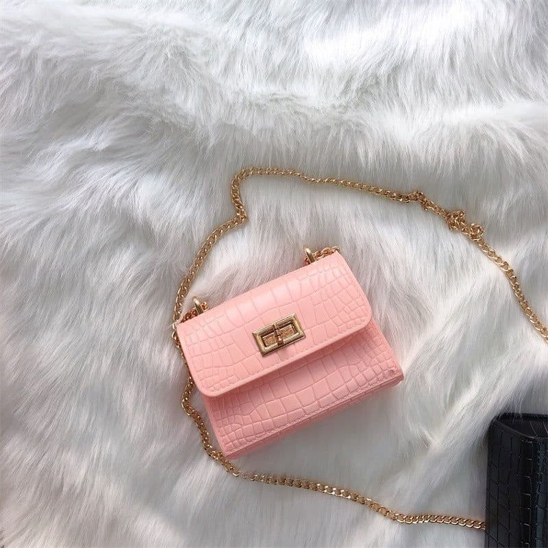 image-Summer mini small bag women 2021 new trendy net trendy red crocodile pattern solid color fashion one shoulder Messenger chain bag