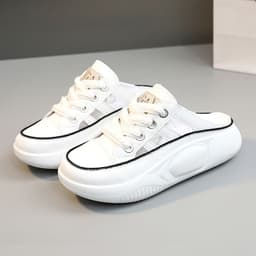 image-Women's Slippers - Off White Leather Roman Style