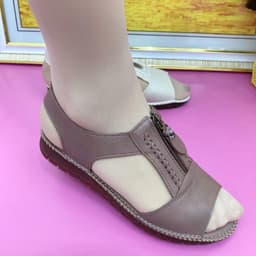 image-Chen Qi Women's Flat Sandals - Brown Leather Size 41