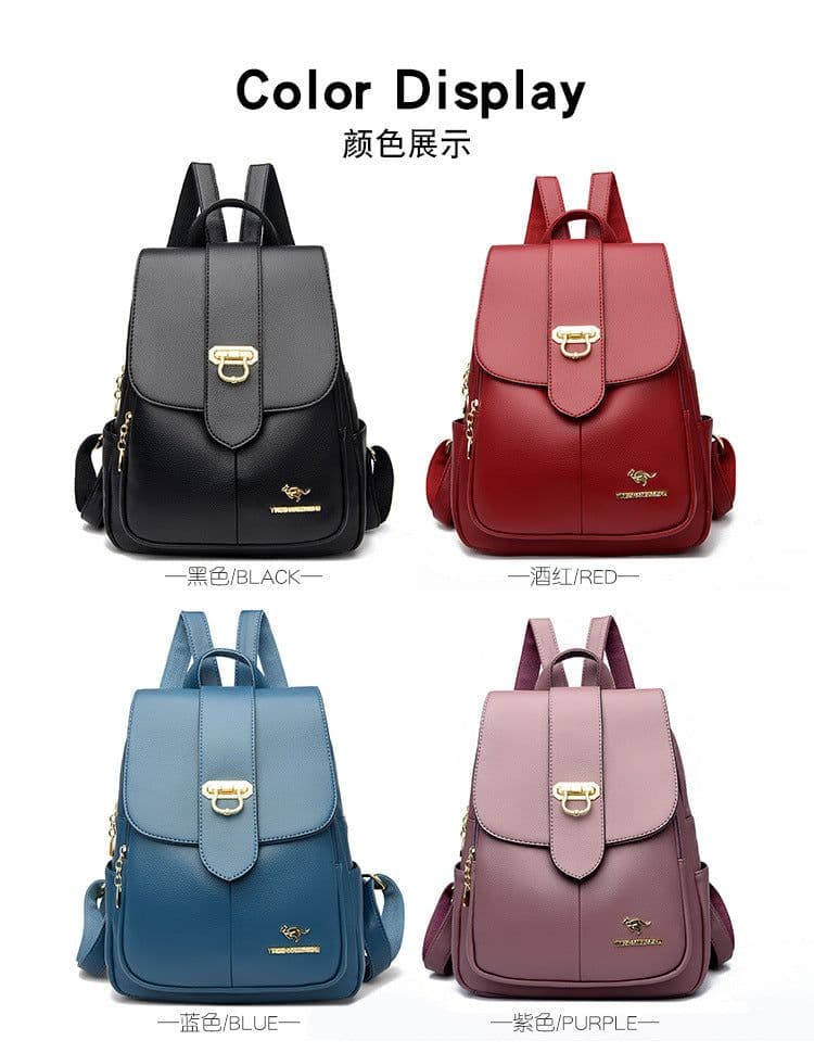 image-Large Capacity 2022 PU Leather Backpack - Street Fashion Travel Bag