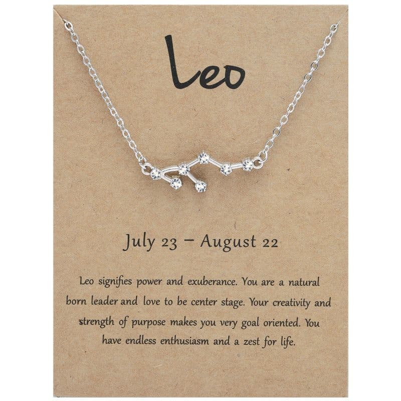 image-Yulu 12-Constellation Diamond Necklace Alloy Clavicle Chain - Brown