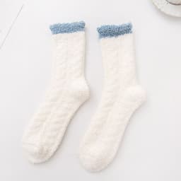 image-Coral Velvet Winter Warm Thickened Cat Socks for Women - Blue Medium Tube
