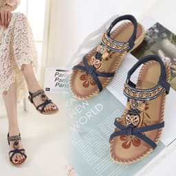 image-RUILIAN Beach Sandals - Apricot Rhinestone Flat Open Toe