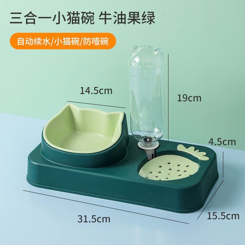 image-Automatic Pet Dog Cat Water Feeder, Anti-Moisture, 3 Bowls