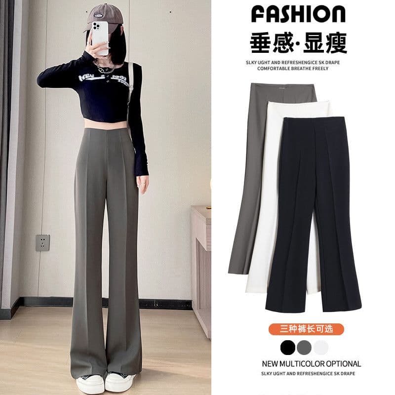 image-Women's High Waist Flared Pants Summer 2023 2XL Neutral Style