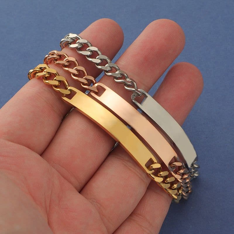 image-RUMNVNTY Stainless Steel Couple Engraving Bracelet