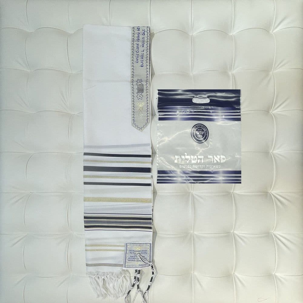 image-Arabian Scarf Shawl - Navy Blue Gold 50x180cm Polyester