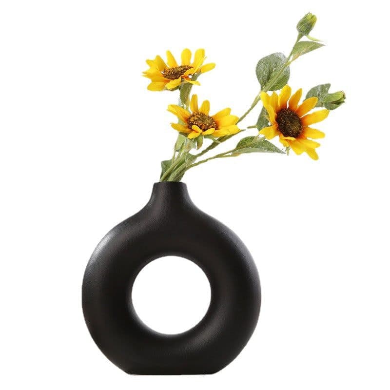 image-Nordic Ceramic Flower Arrangement Vase - Creative Round Dry Hydroponic Decor