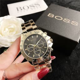 image-Quartz Watch Women's Golden Black Alloy 37mm