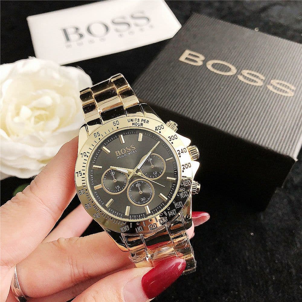 image-Quartz Watch Women's Golden Black Alloy 37mm