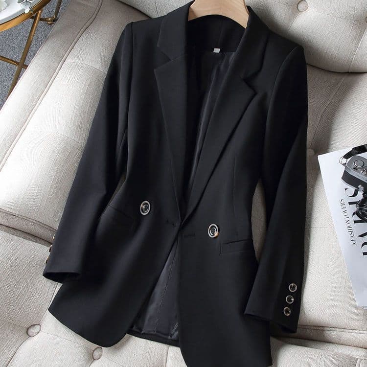 image-Women's Slim Suit Jacket - Apricot Mesh