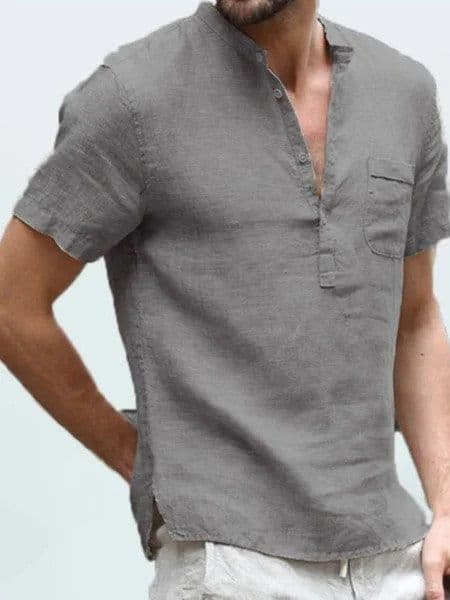 image-Men's Linen Shirt - Dark Blue, XXXL, Casual, Cotton Linen