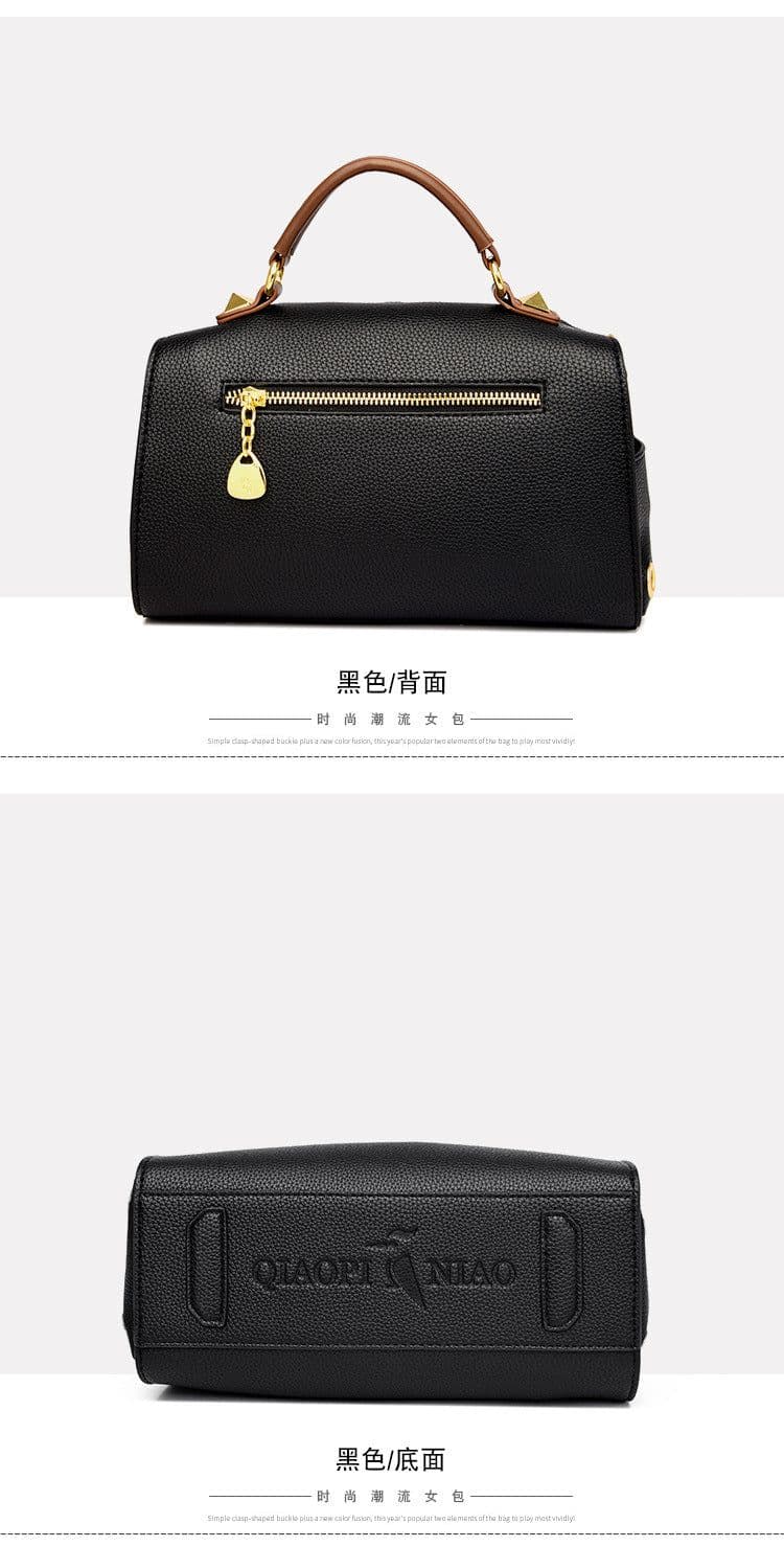 image-Boston Shoulder Bag - Black PU Casual