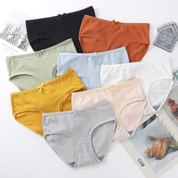 image-Breathable Solid Color Mid Waist Briefs Women Pack Of 20 Caramel Red