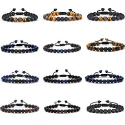 image-Cross-border Hot Selling Men's Bracelet Natural Tiger's Eye Braided Bracelet Essential Oil Aromatherapy Beads Amazon Hot Sale