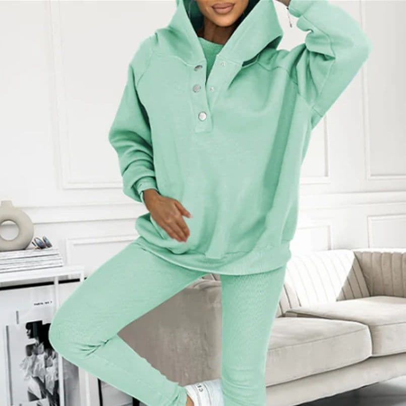 image-Women's 2024 Slim Hooded Sweatshirt Three-Piece Set