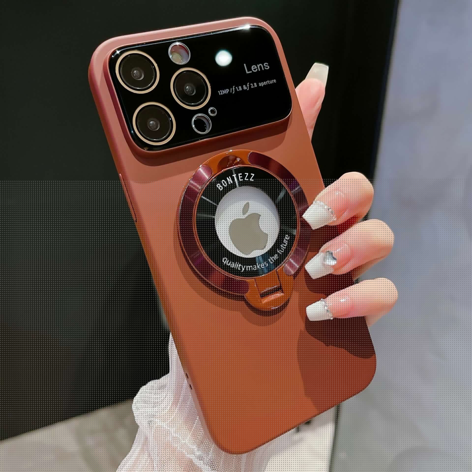 image-iPhone 14 Magnetic Bracket Case - Maroon Anti-Fingerprint