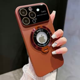 image-iPhone 14 Magnetic Bracket Case - Maroon Anti-Fingerprint