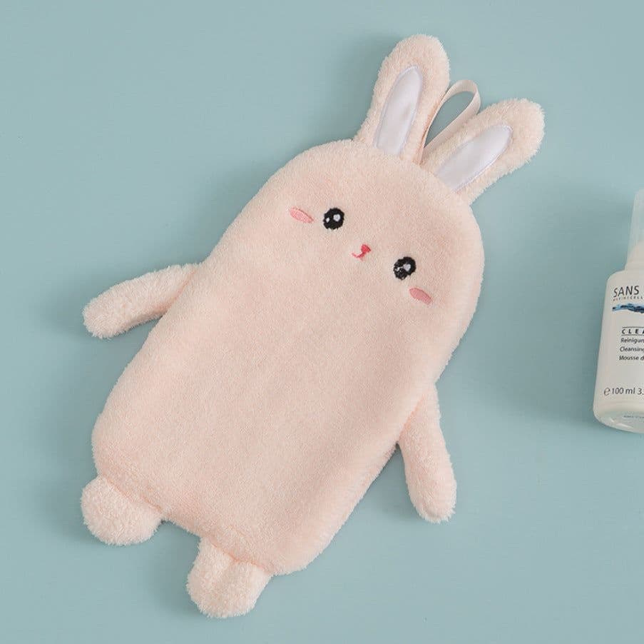 image-Cute Rabbit Hand Towel - Blue 25x35cm Coral Fleece