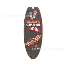 image-Wooden Surfboard Beach Theme Sign - Retro Decor for Bar or Wall