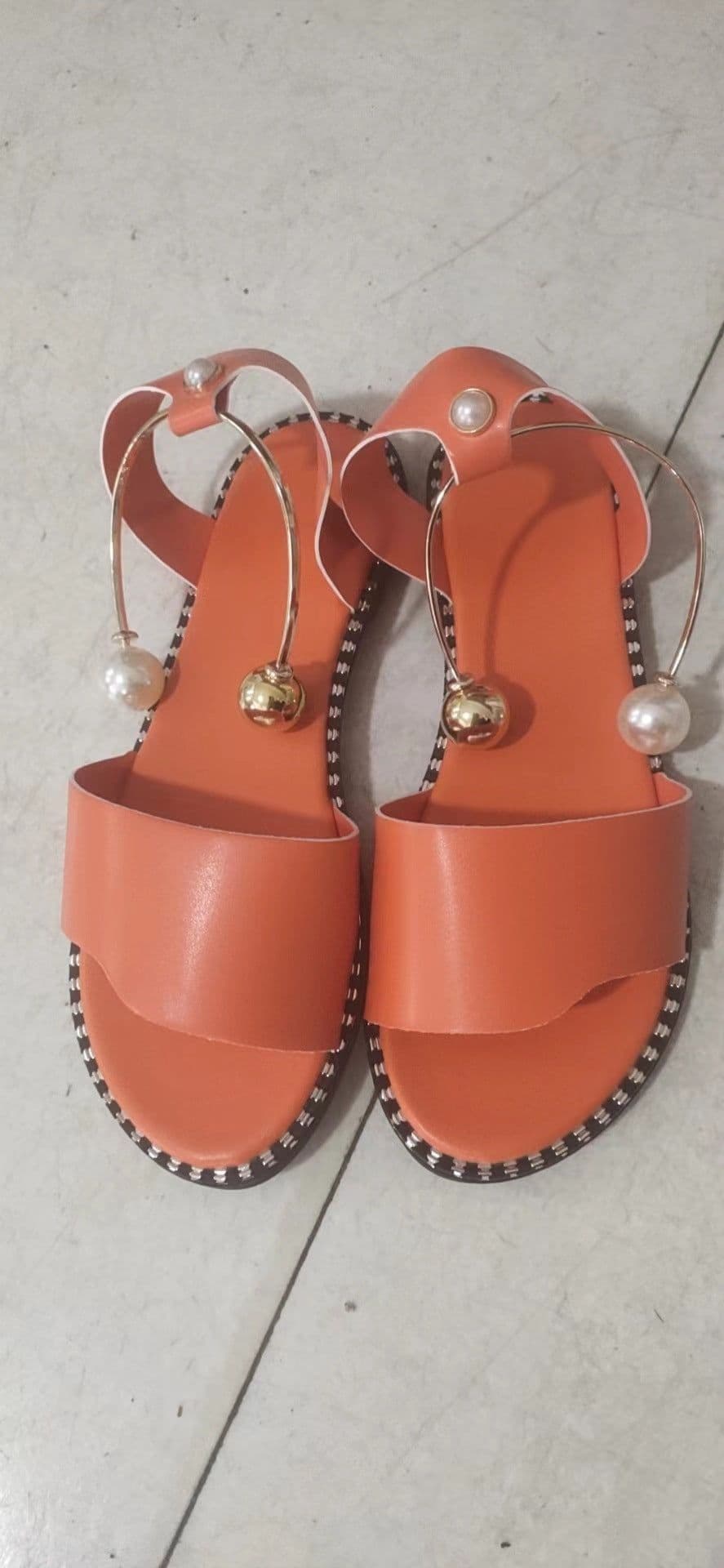 image-Foreign trade four seasons sandals women's summer open toe simple flat Roman sandals women's pearl buckle student women's shoes