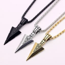 image-Cross-border European and American personality triangle spearhead men's necklace retro arrow necklace pendant jewelry accessories