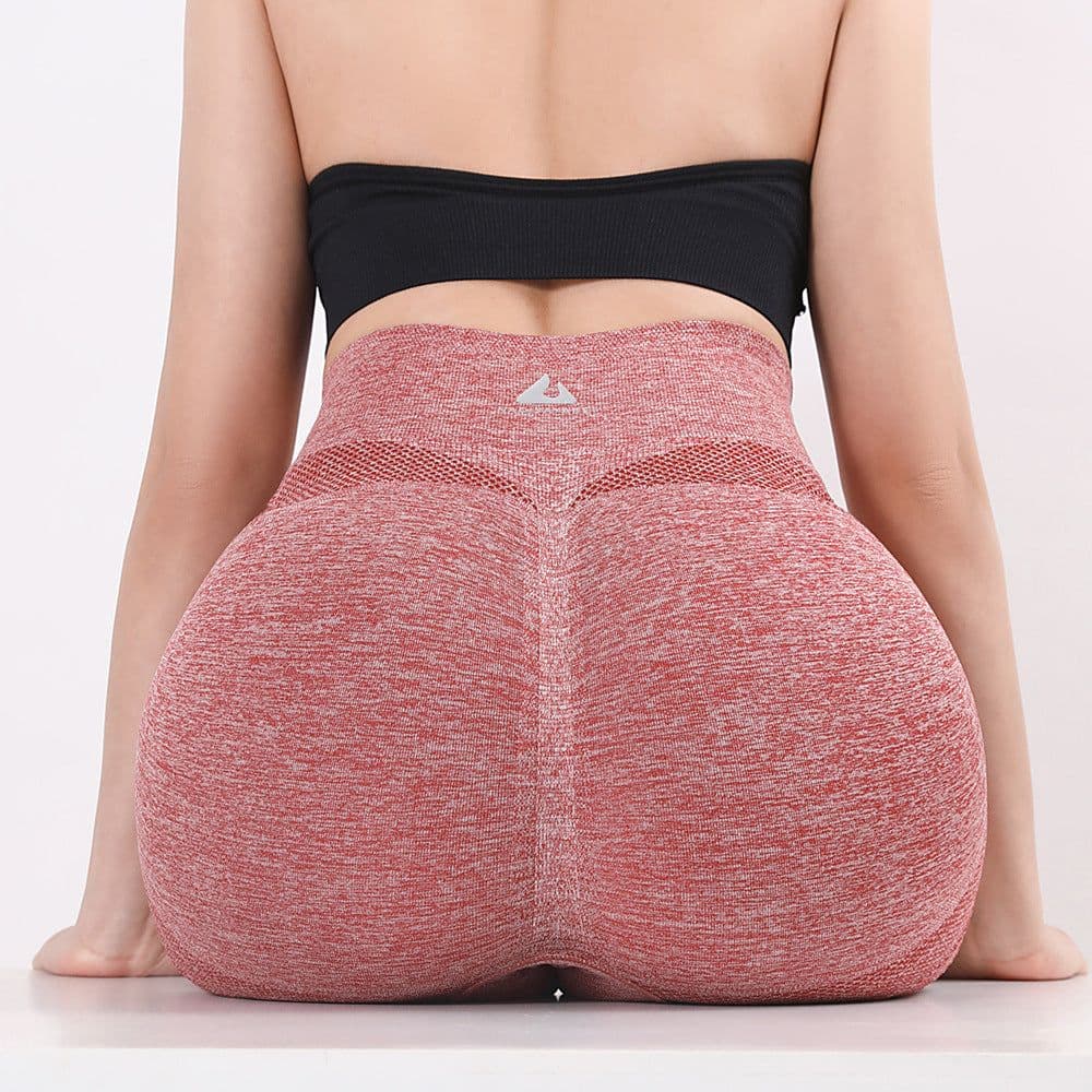 image-High-Waist European Yoga Pants, Red, L/XL, Fitness Training, Running