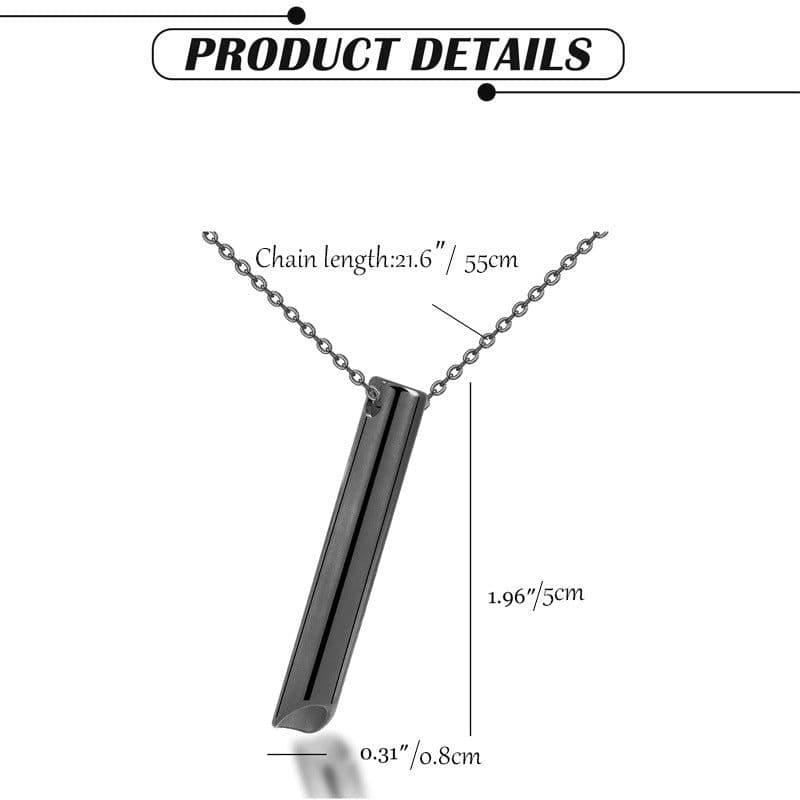image-Stainless Steel Whistle Necklace - Meditation Breathing Pendant