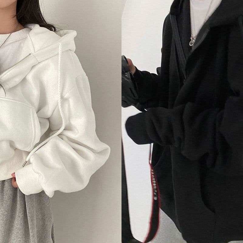 image-2023 Autumn Women's Loose Hooded Sweatshirt - Black XXXL