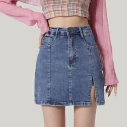 image-Denim Skirt Women High Waist A-Line Short Black
