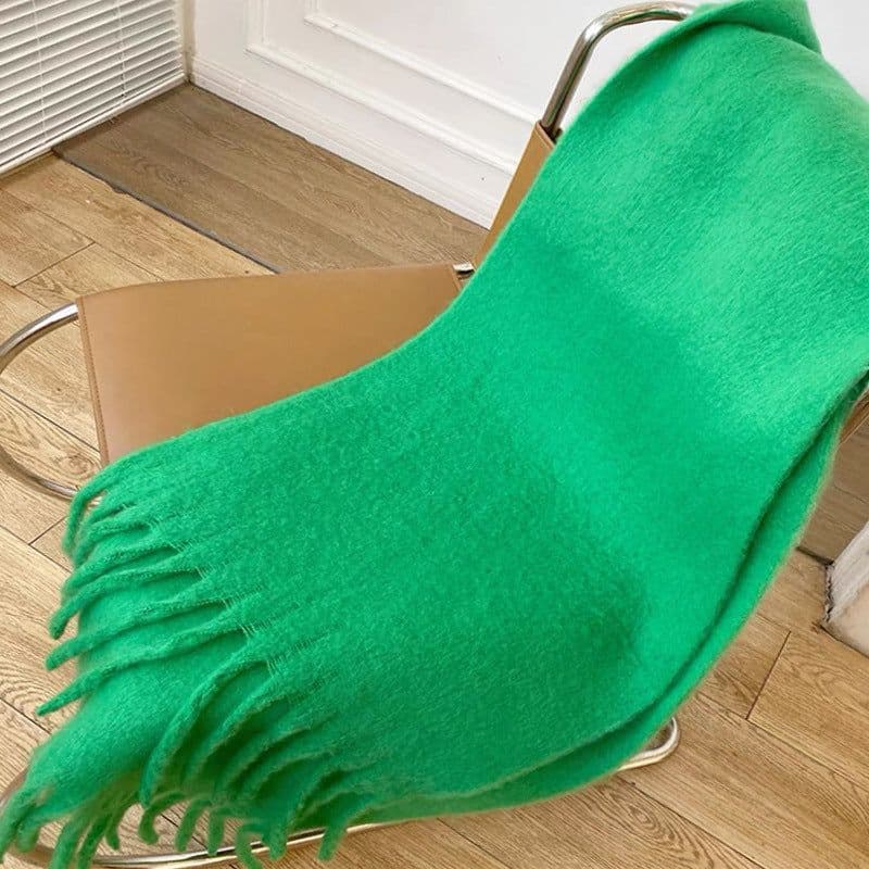image-GINES LILY 28-Color Cashmere Scarf - Army Green, 43x225cm Warm