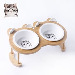 image-Cat & Dog Ceramic Double Bowl - Elevated Feeder