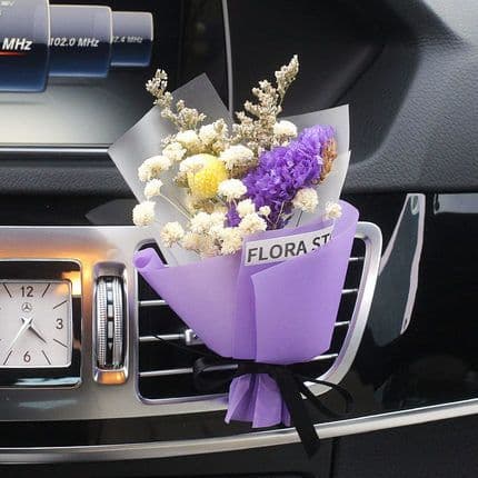 image-Aromatherapy Clip Bouquet - Beige Hydrangea Car Fragrance Decor