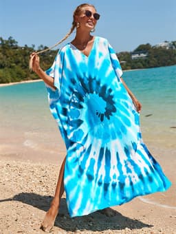 image-European & American Beach Blouse Skirt - Rayon, Green Heart, One Size Fits All