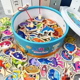 image-Wooden Educational Magnetic Fishing Toy for Toddlers Ages 2-3 Years