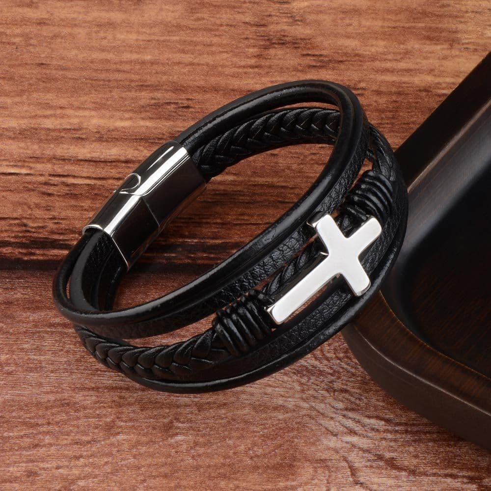 image-Yiwu Yunjin Leather Bracelet Men - Gold 23CM