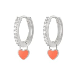 image-S925 Heart-Shaped Earrings - Platinum-White Oil Drop