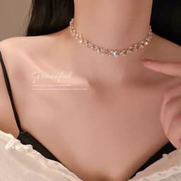 image-High-end French Pearl Zircon Necklace Red - Alloy Jewelry