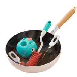 image-Silicone Bottle Brush Set - 4-Piece Red - Multi-Purpose Cleaning Tool