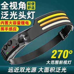image-Head-mounted 10W COB Fishing Flashlight, Long-Life, Induction, Silicone, 200-500m