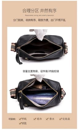 image-Genuine Leather Handbag - Pillow Bag One-Shoulder Black