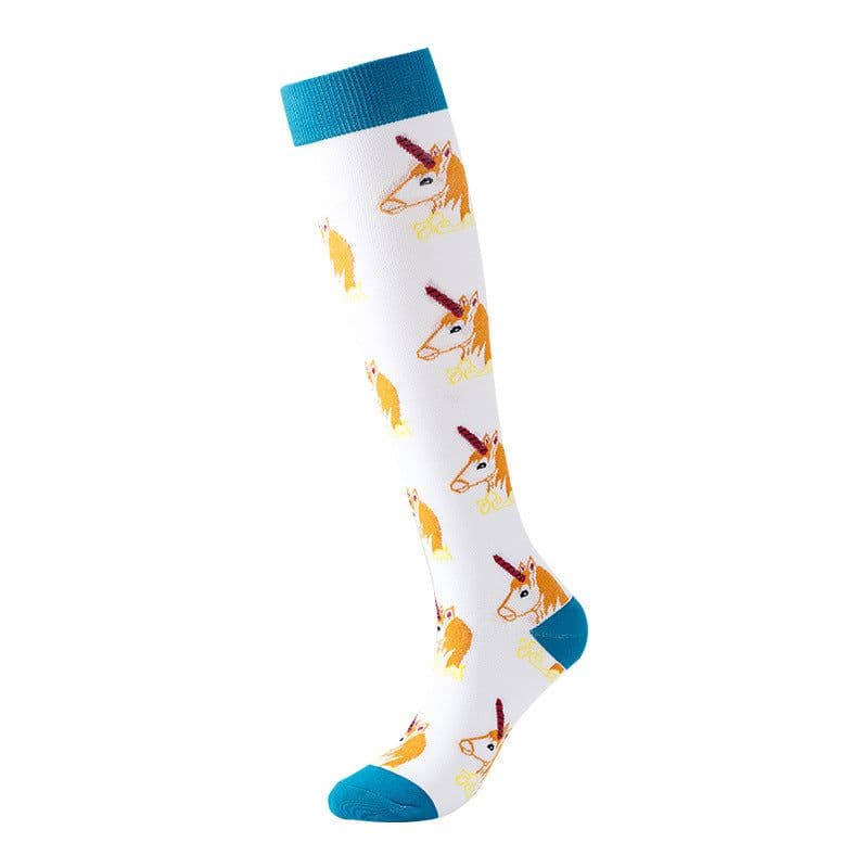 image-Cross-border Nurse Leggings Cute Long Tube Women's Socks Sports Cartoon Plaid Leopard Print Sports Pressure Socks Spot Wholesale