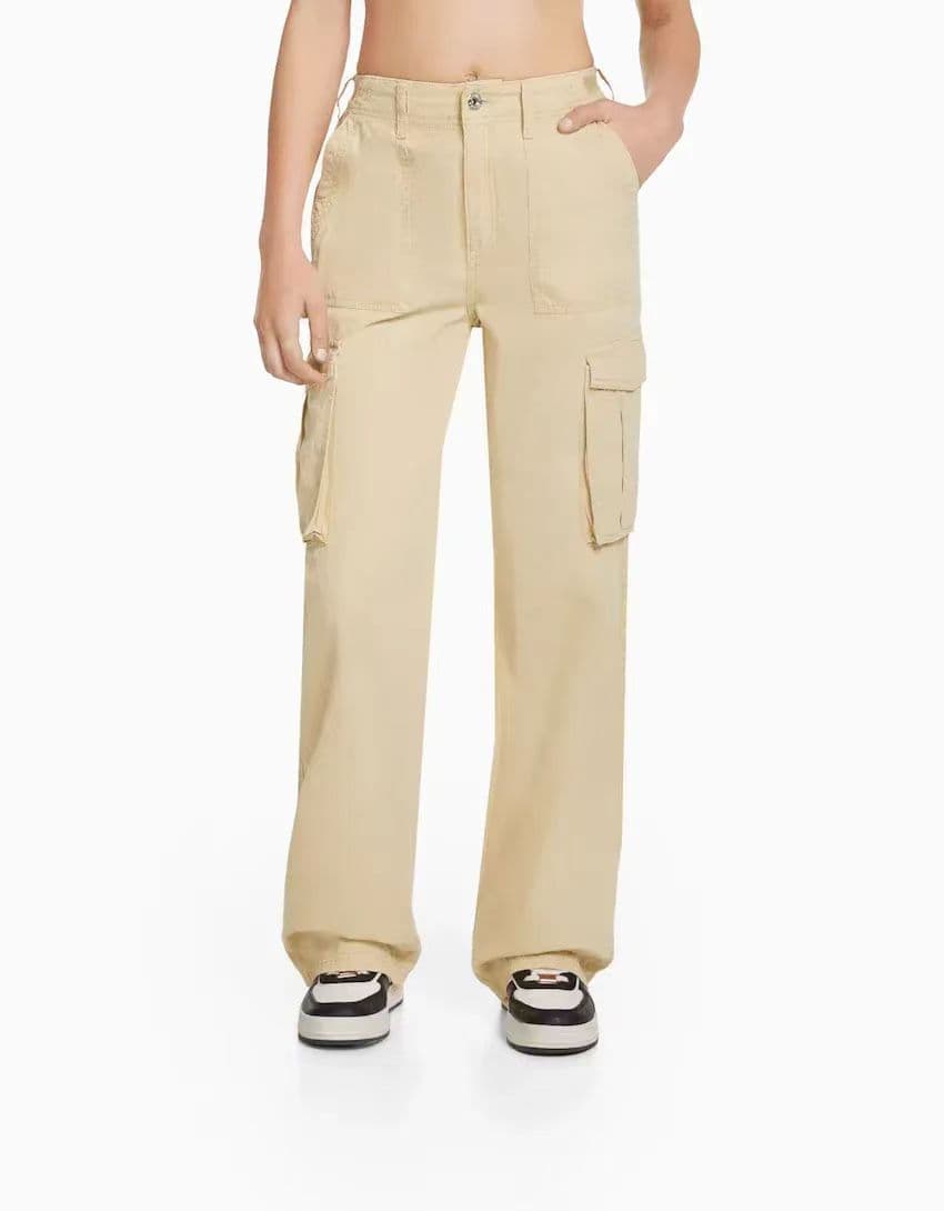 image-Women's High Waist Straight Leg Casual Pants - Gray Blue